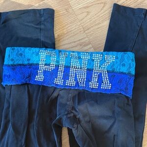 PINK Victoria's Secret yoga pants with Blue Lace Waistband